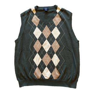 Brooks Brothers 346 Men L Argyle Green Sweater Vest